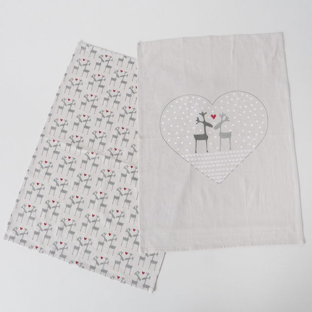 Prosoape de bucătărie cu model festiv LOVELIES, 50 x 70 cm, 2 buc.