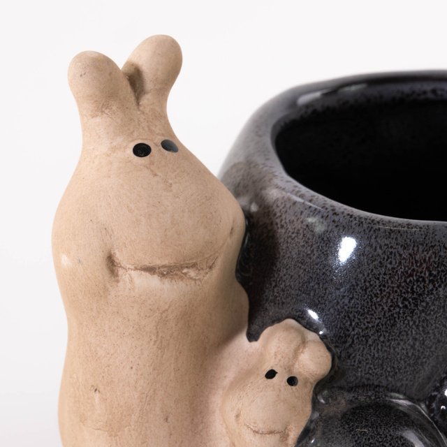 Ghiveci de gradina din portelan, melc, 15 x 11 cm