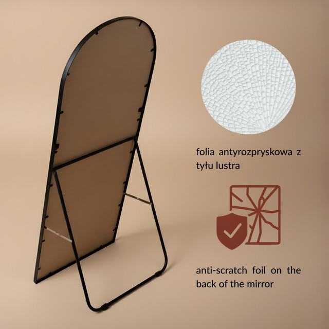 Oglindă mare de podea FRAM, 150 x 50 cm, neagră