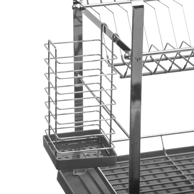Uscător de vase pe două niveluri, scurgător practic de bucătărie cu tavă, rezistent la umiditate