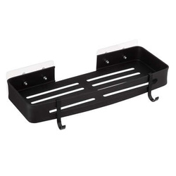 Raft de baie pentru dus, aluminiu, negru, 32,5 x 13 x 5,8 cm