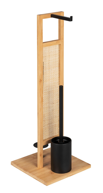 Suport pentru hartie igenica si perie WC RIVALTA, 3in1, bambus, WENKO