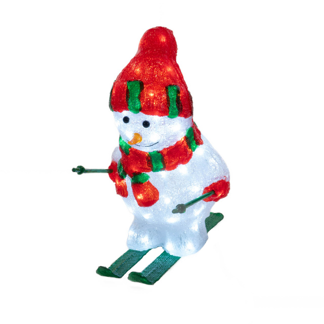 Decoratiune de Craciun, om de zapada pe schiuri, LED, 44,8 cm