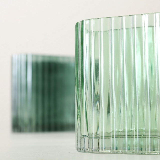 Vaza din sticla lalea, verde, set 2 bucati