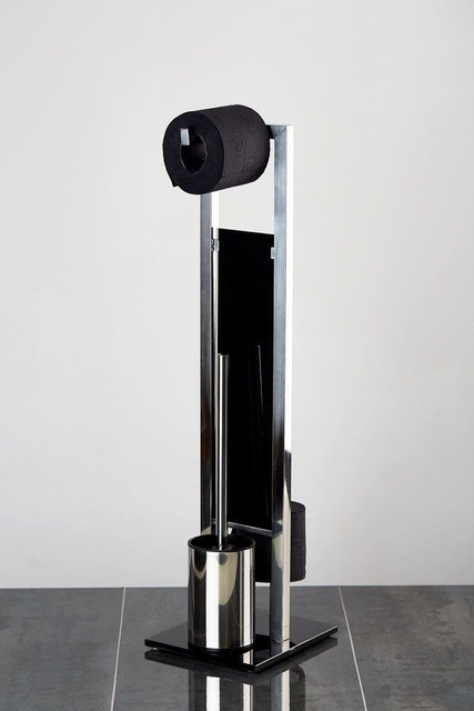 Set elegant de accesorii pentru baie, suport și suport pentru hârtie igienică, perie de toaletă, RIVALTA WENKO, argintiu lucios