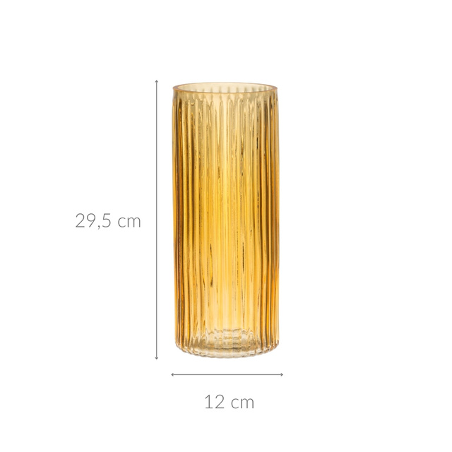 Vază din sticlă cu striații de 29,5 cm