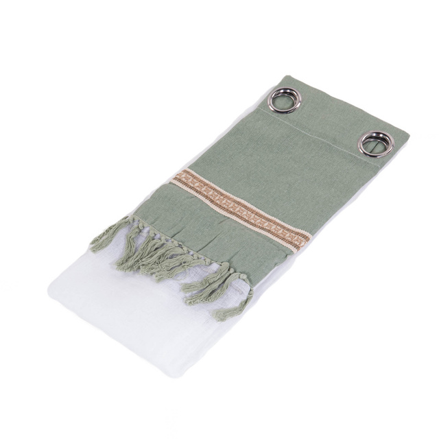 Perdea cu inele cu insertie de iuta si franjuri JANARA, 140 x 240 cm