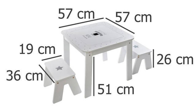 Masa pentru copii cu tabla de scris + 2 taburete