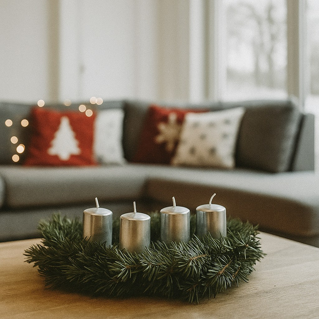 Set lumanari satinate, 4 bucati, 4 x 4,5 cm