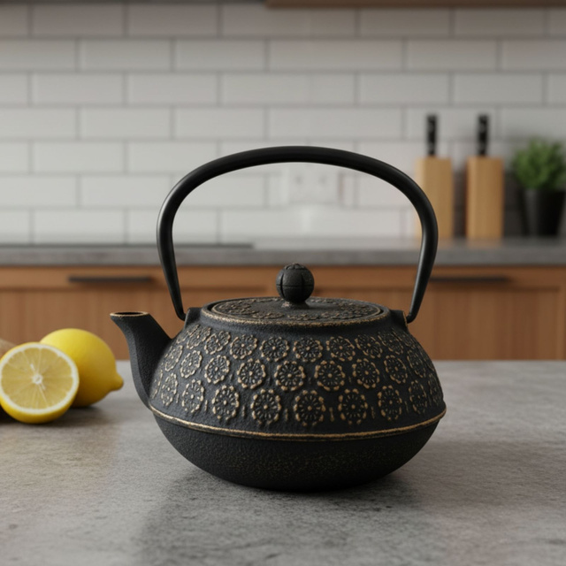 Ceainic din fontă cu infuzor KUMO, 1000 ml, negru