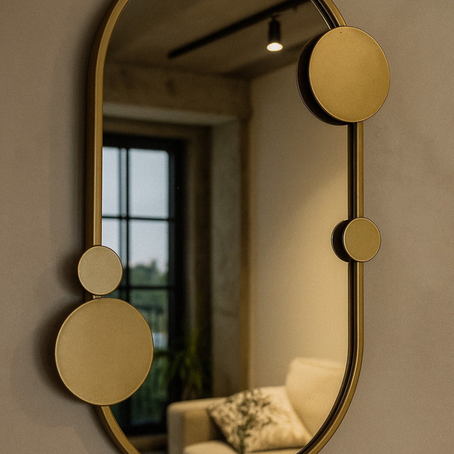 Oglindă de perete SAANA cu decorațiuni geometrice, 46 x 76 cm