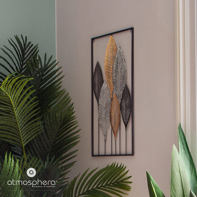 Decoratiune de perete, DECO cu motiv de frunze, 37 x 65 cm