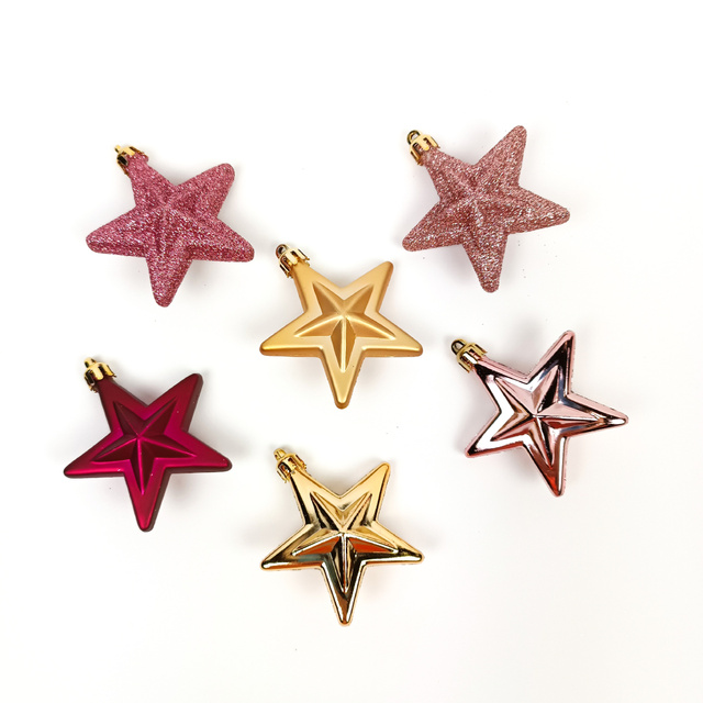 Decoratiuni de Craciun, stele din plastic, 6 buc.