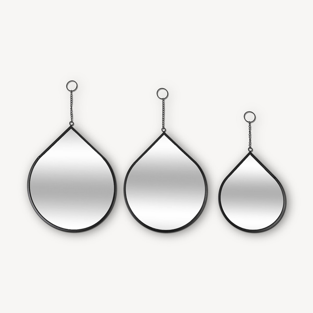 Set oglinzi metalice în formă de picătură LENY, 3 buc.