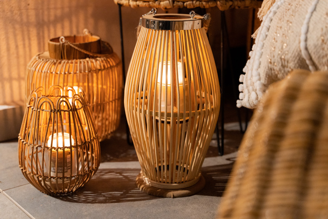 Felinar decorativ din rattan ALI, 30 cm