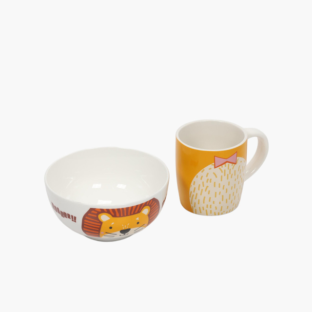 Set cadou pentru copii: bol și cană din porțelan, 600 ml + 360 ml