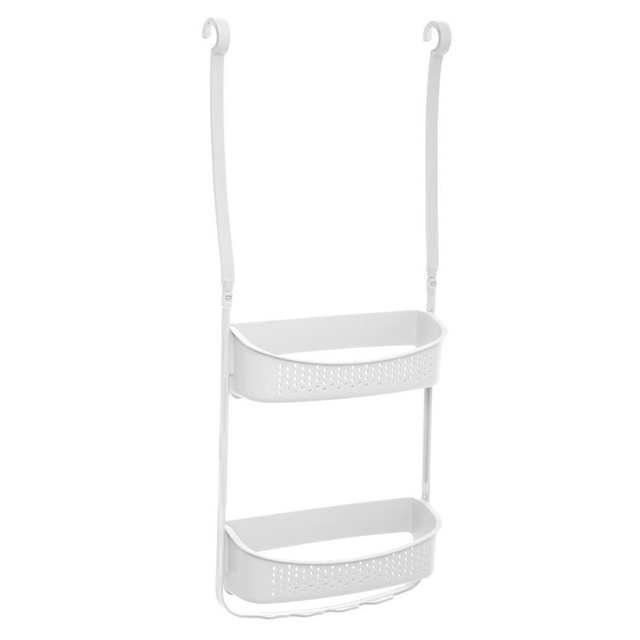 Suport pentru baie cu ventuze, 2 niveluri, Alb