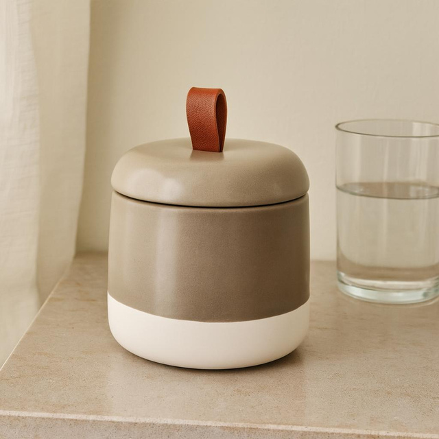 Recipient ceramic pentru dischete THE PASTELS, Ø 10 cm, taupe