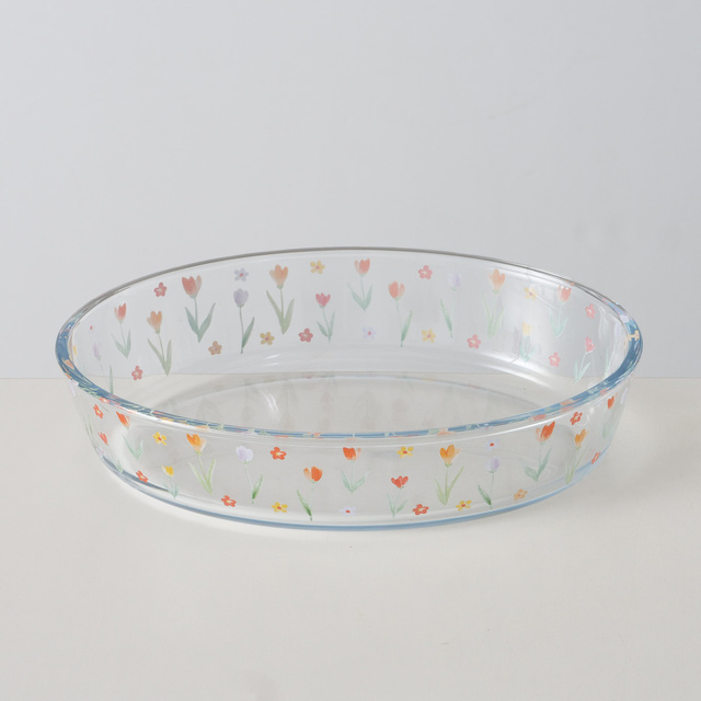 Vase rezistente la caldura din sticla Blumi, model cu flori, 2 bucati