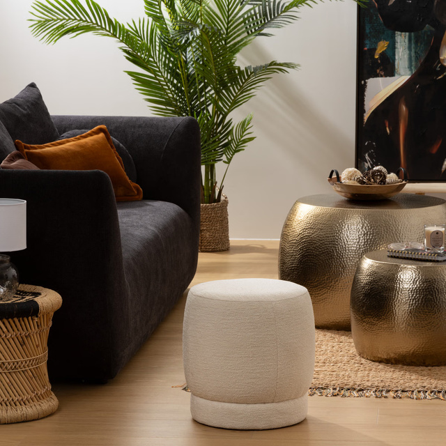 Taburet Amea Bouclé alb