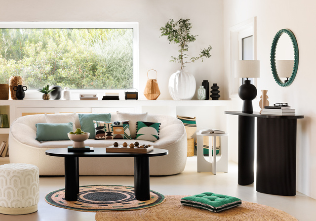 Puf alb tuftat COPAS, Ø 38 cm