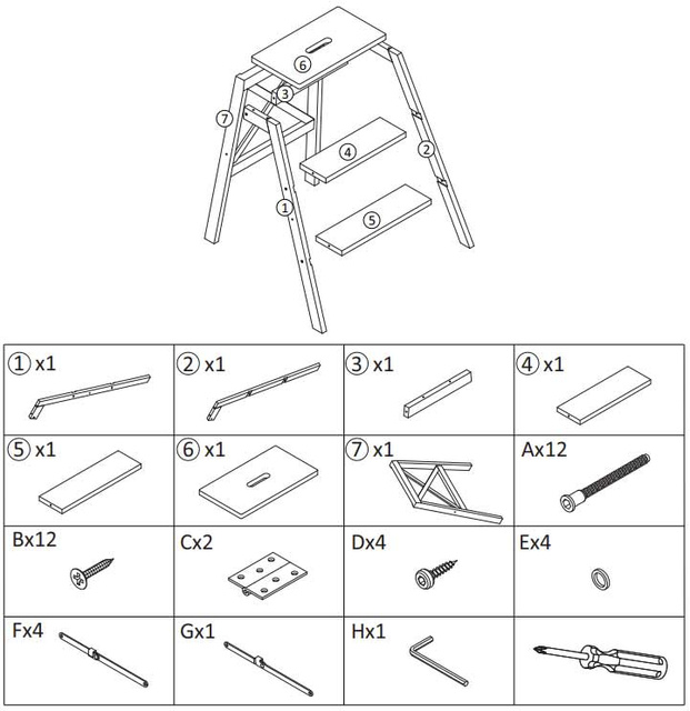 Scara cu 3 trepte, din bambus