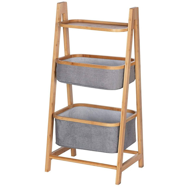 Bibliotecă cu două rafturi BAHARI, două coșuri cu structură din bambus, Wenko