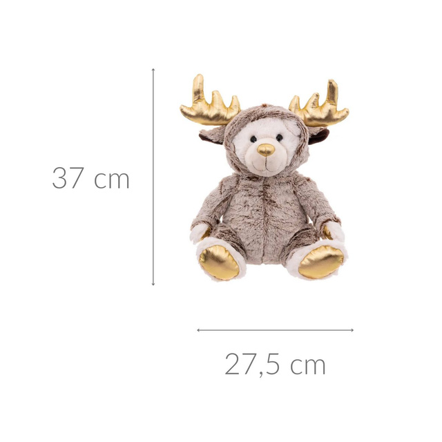 Jucărie de pluș de Crăciun, ursuleț îmbrăcat ca un ren, 28 cm