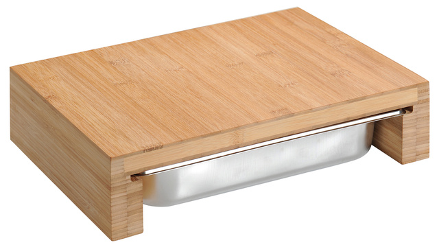 Tocator din bambus, inalt, cu recipient extrabil, Kesper