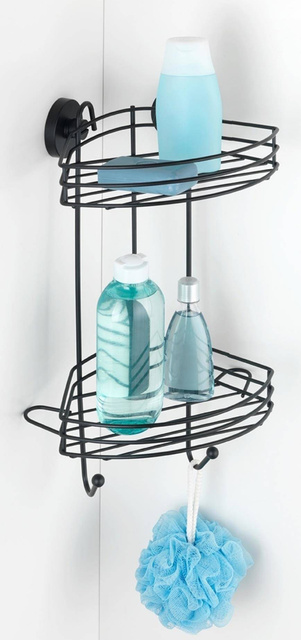 Raft de duș WENKO, Vacuum-Loc, pe două niveluri, din metal, negru