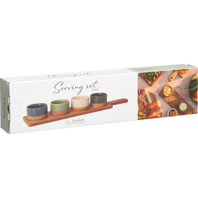 Boluri ceramice pentru gustări VOYO, 4 bucăți pe tavă dreptunghiulară