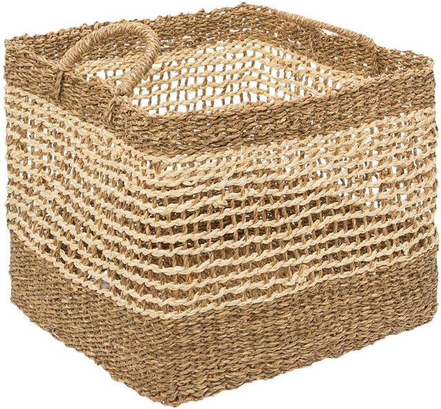 Coșuri de depozitare cu mânere, 3 buc, răchită