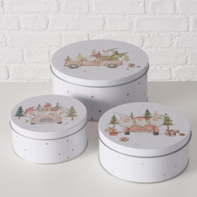 Set de trei cutii de depozitare CARRIE, Ø 14-20 cm