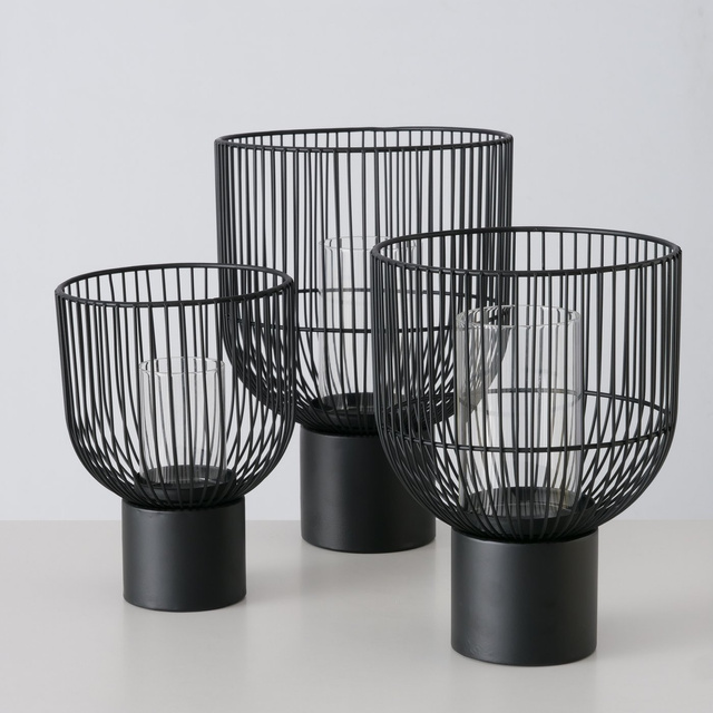 Set 3 sfeșnice metalice Candy, negru