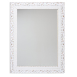 Oglindă de perete ROMANTIC în ramă albă decorată, 66 x 86 cm