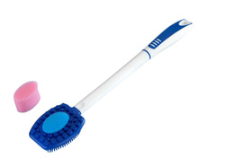 Perie de masaj 3 in 1, din silicon, cu maner lung