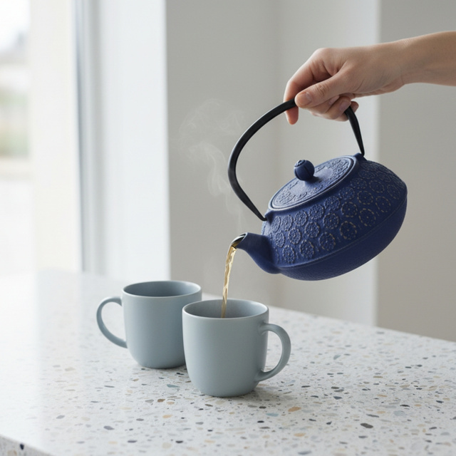 Ceainic din fontă cu infuzor KUMO, 1000 ml, bleumarin