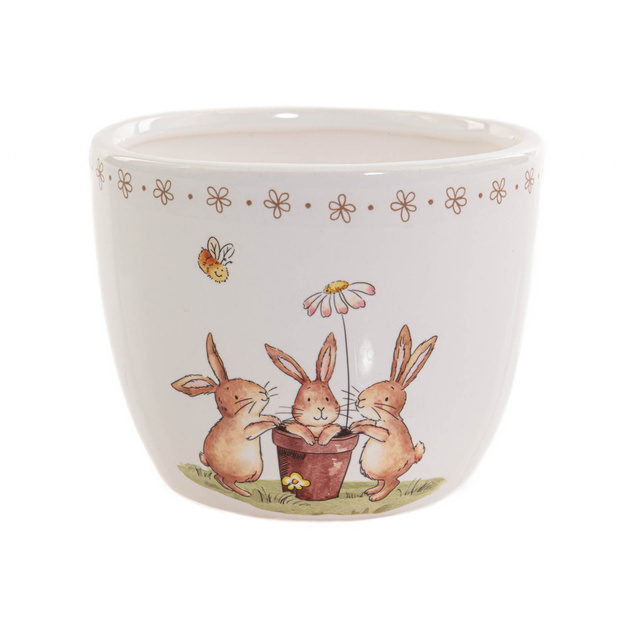 Husa pentru ghiveci cu iepurasi de Paste Charmy
