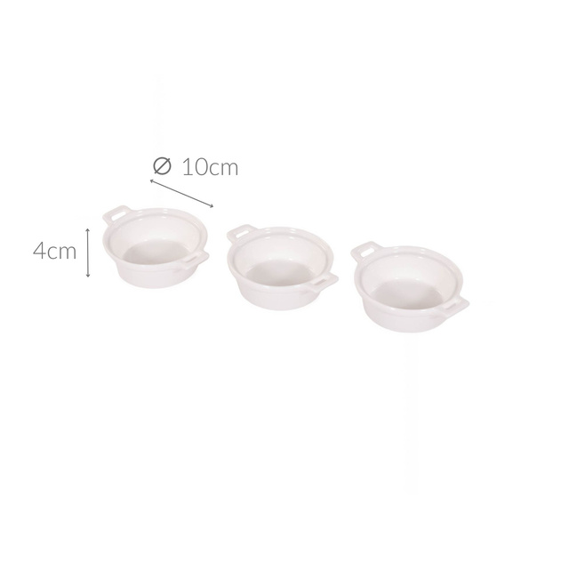 Vase de copt din portelan, 3 bucati, rotunde