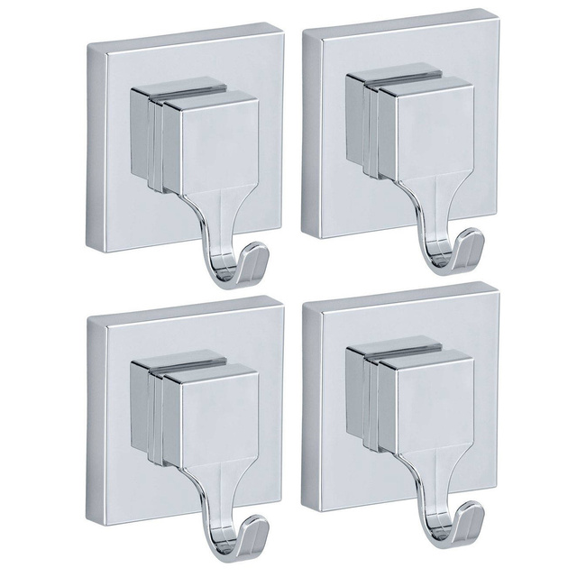 Set cuier, Wenko Quadro Vacuum-Loc, 2 bucati, Metal, Alb