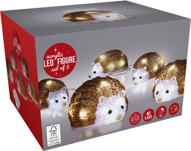 Lanț luminos cu 5 LED-uri cu motiv de arici, 200 cm