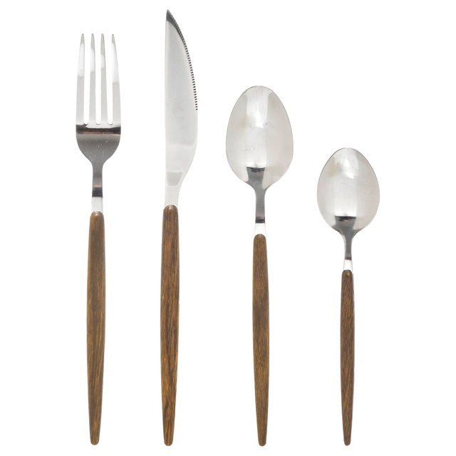 Set de tacâmuri AMAZONIE, 24 de elemente, cu mâner din lemn