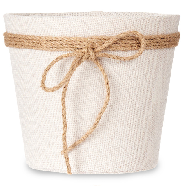 Husa pentru ghiveci impletit cu fundita de iuta, 20 x 16 cm