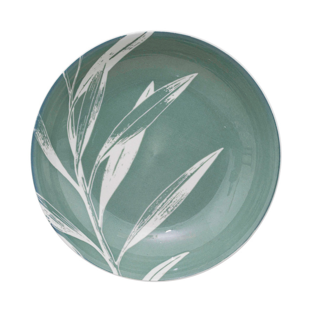 Set vesela din portelan, pentru 6 persoane, motiv frunze, 18 bucati