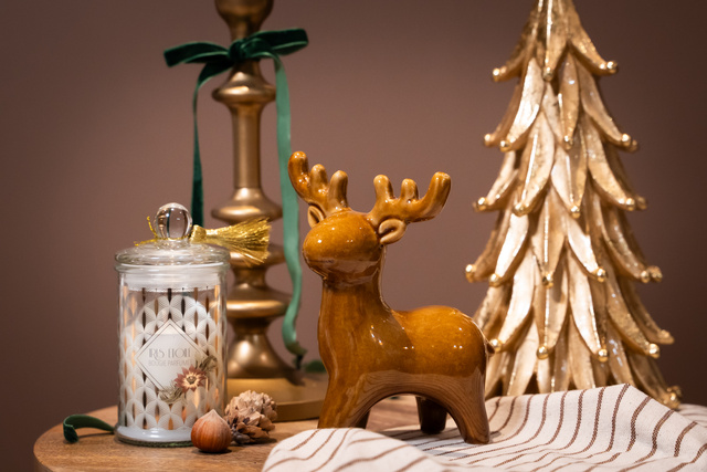 Lumanare parfumata in borcan cu franjuri, Ø 6 cm