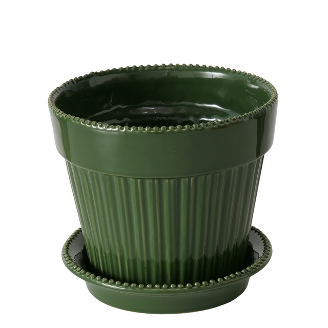 Set ghiveci din portelan cu farfurie JUNIPER, 14,9 cm