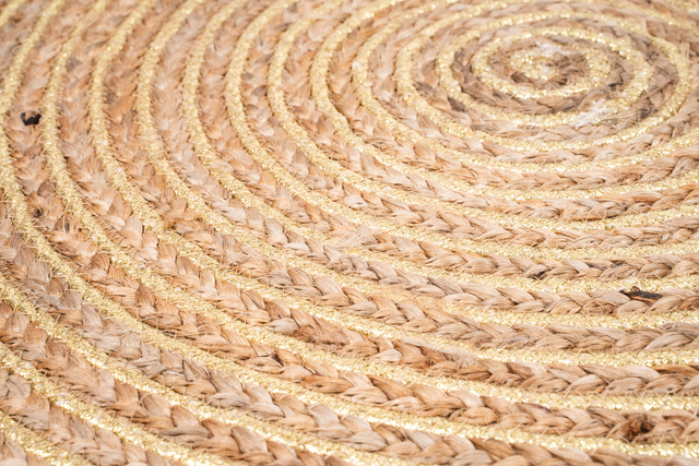 Covor decorativ din iută, Ø 80 cm, rotund cu franjuri