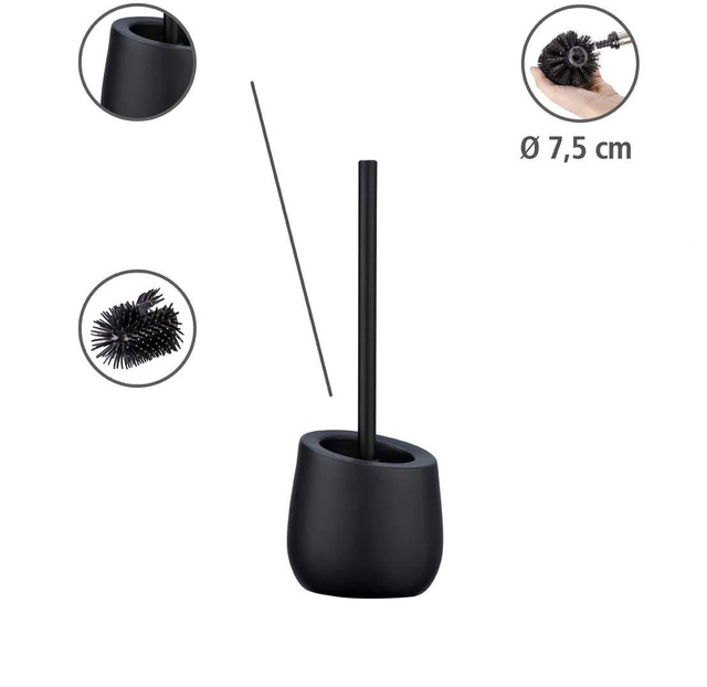 Perie WC cu suport BADI, Gri, 38x13,5x13,5, Wenko