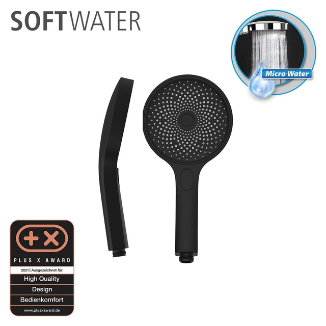 Capat de dus negru SOFTWATER, Ø 13 cm, WENKO