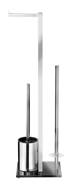 Set elegant de accesorii pentru baie, suport și suport pentru hârtie igienică, perie de toaletă, RIVALTA WENKO, argintiu lucios